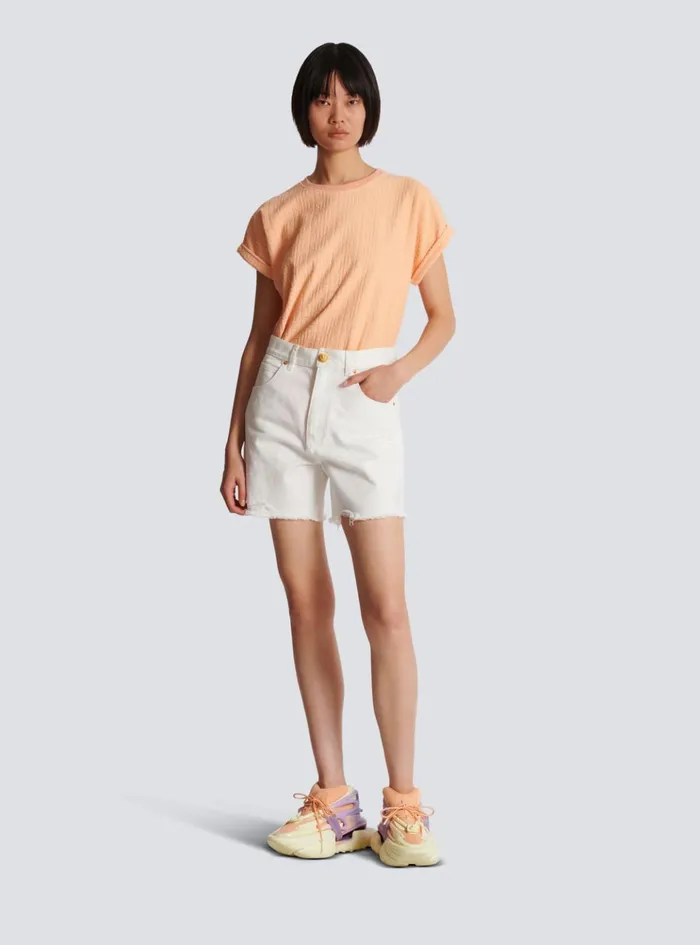 Denim Shorts White Women Balmain Denim