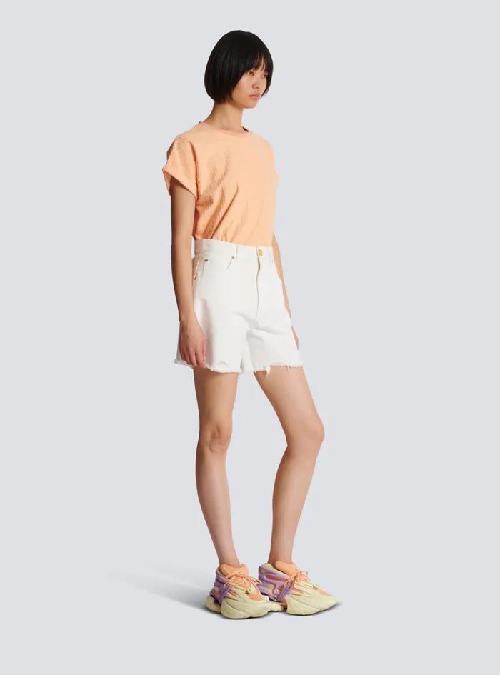 Denim Shorts White Women Balmain Denim