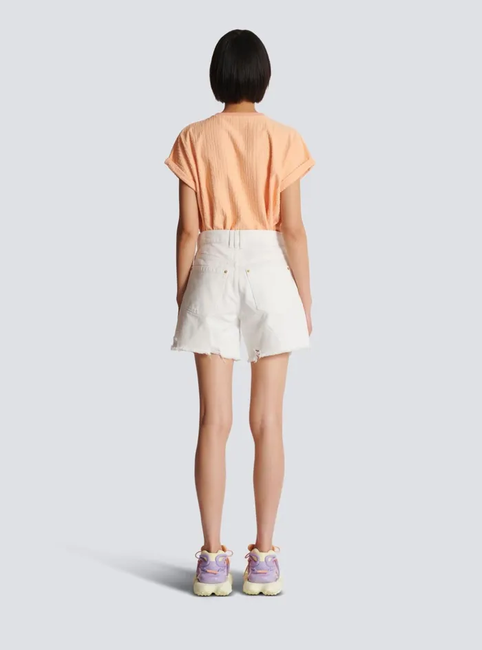 Denim Shorts White Women Balmain Denim
