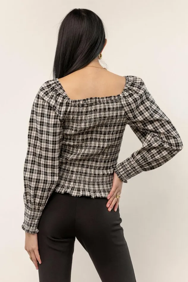 Devin Plaid Top In Cream Cream Women Bohme Tops