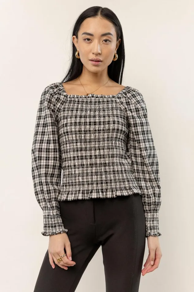 Devin Plaid Top In Cream Cream Women Bohme Tops