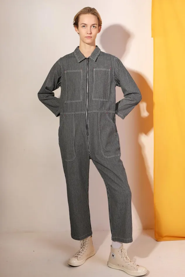 Dominic Boilersuit Indigo Stripe Womens LF Markey One Pieces