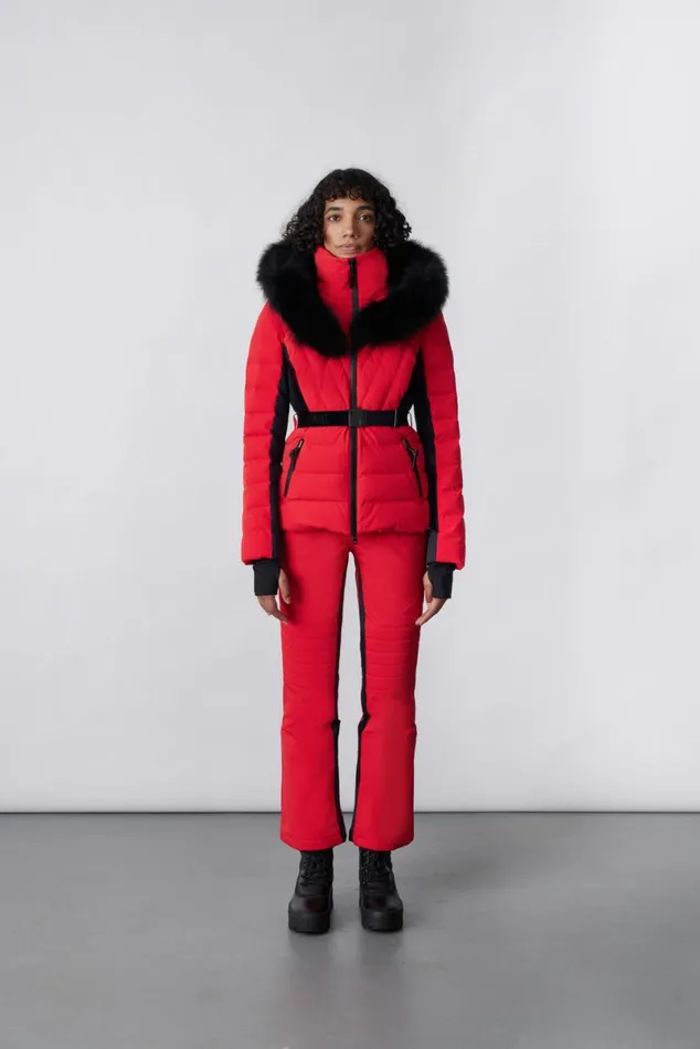 Downs and Jackets Women Mackage ELITA Down Ski Jacket With Removable Blue Fox Fur Trim Mint Downs and Jackets Women Mackage ELITA Down Ski Jacket With Removable Blue Fox Fur Trim Mint