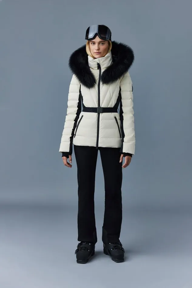 Downs and Jackets Women Mackage ELITA Down Ski Jacket With Removable Blue Fox Fur Trim Mint Downs and Jackets Women Mackage ELITA Down Ski Jacket With Removable Blue Fox Fur Trim Mint