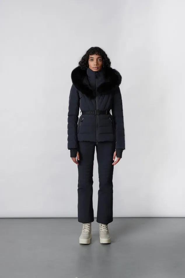 Downs and Jackets Women Mackage ELITA Down Ski Jacket With Removable Blue Fox Fur Trim Mint Downs and Jackets Women Mackage ELITA Down Ski Jacket With Removable Blue Fox Fur Trim Mint