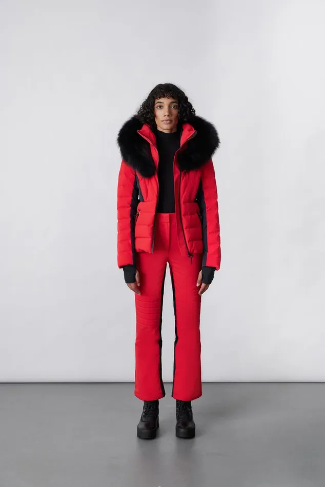 Downs and Jackets Women Mackage ELITA Down Ski Jacket With Removable Blue Fox Fur Trim Mint Downs and Jackets Women Mackage ELITA Down Ski Jacket With Removable Blue Fox Fur Trim Mint