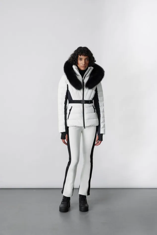 Downs and Jackets Women Mackage ELITA Down Ski Jacket With Removable Blue Fox Fur Trim Mint Downs and Jackets Women Mackage ELITA Down Ski Jacket With Removable Blue Fox Fur Trim Mint