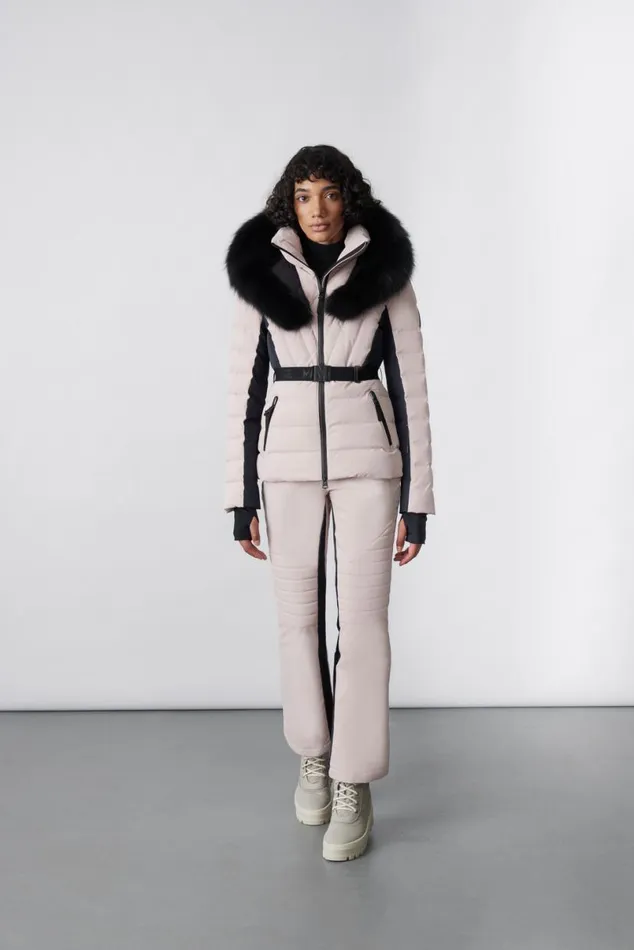 Downs and Jackets Women Mackage ELITA Down Ski Jacket With Removable Blue Fox Fur Trim Mint Downs and Jackets Women Mackage ELITA Down Ski Jacket With Removable Blue Fox Fur Trim Mint