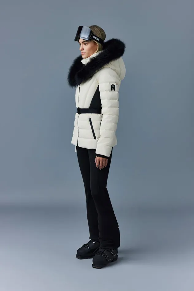 Downs and Jackets Women Mackage ELITA Down Ski Jacket With Removable Blue Fox Fur Trim Mint Downs and Jackets Women Mackage ELITA Down Ski Jacket With Removable Blue Fox Fur Trim Mint