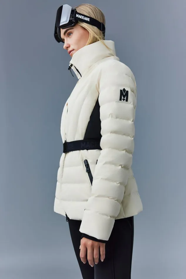 Downs and Jackets Women Mackage ELITA Down Ski Jacket With Removable Blue Fox Fur Trim Mint Downs and Jackets Women Mackage ELITA Down Ski Jacket With Removable Blue Fox Fur Trim Mint