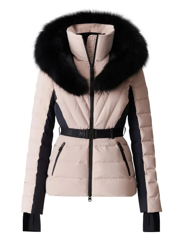 Downs and Jackets Women Mackage ELITA Down Ski Jacket With Removable Blue Fox Fur Trim Mint Downs and Jackets Women Mackage ELITA Down Ski Jacket With Removable Blue Fox Fur Trim Mint