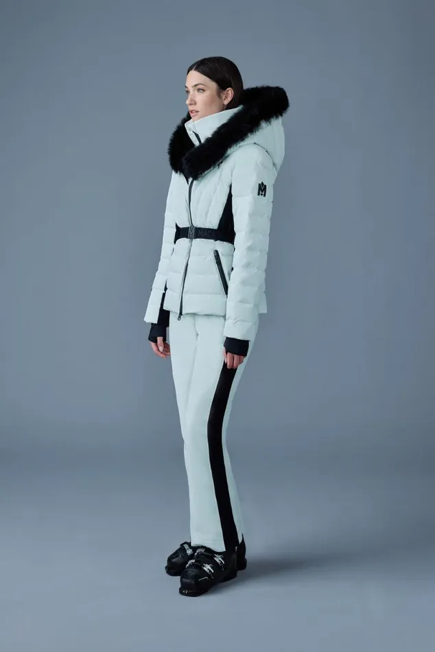 Downs and Jackets Women Mackage ELITA Down Ski Jacket With Removable Blue Fox Fur Trim Mint Downs and Jackets Women Mackage ELITA Down Ski Jacket With Removable Blue Fox Fur Trim Mint