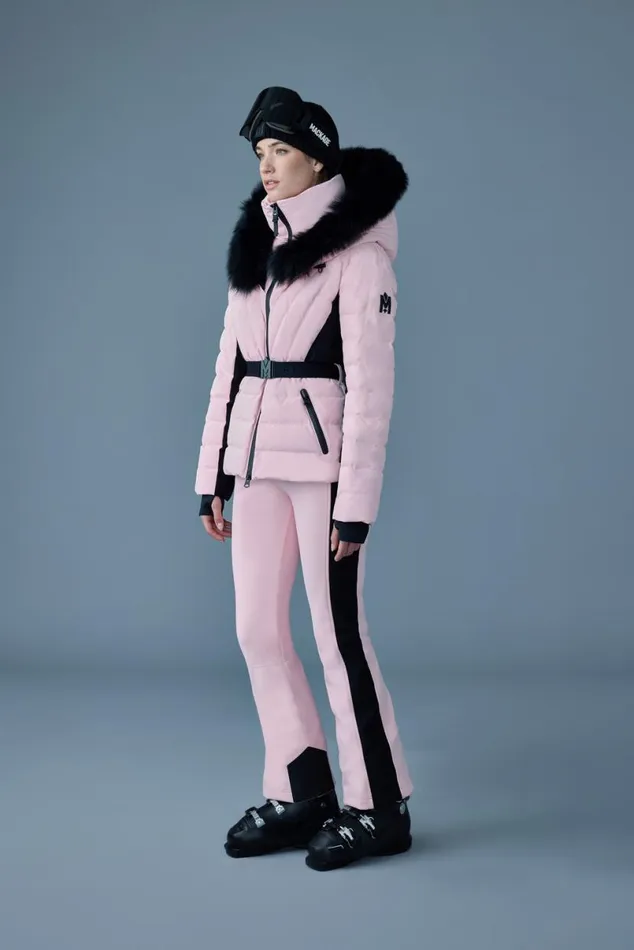 Downs and Jackets Women Mackage ELITA Down Ski Jacket With Removable Blue Fox Fur Trim Mint Downs and Jackets Women Mackage ELITA Down Ski Jacket With Removable Blue Fox Fur Trim Mint
