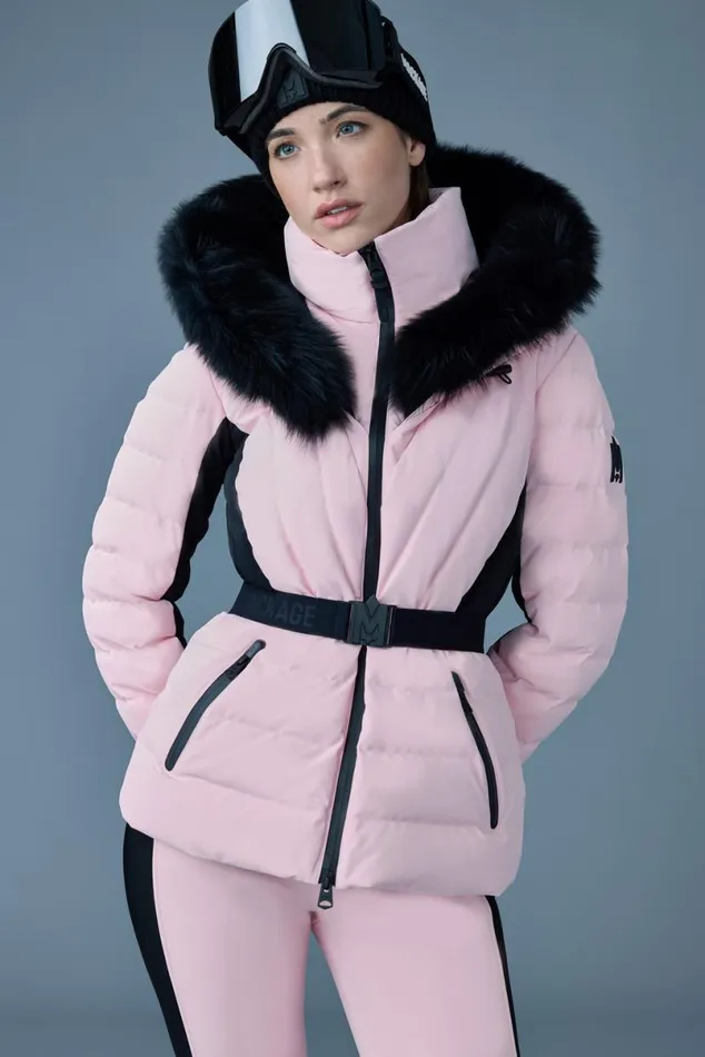 Downs and Jackets Women Mackage ELITA Down Ski Jacket With Removable Blue Fox Fur Trim Mint Downs and Jackets Women Mackage ELITA Down Ski Jacket With Removable Blue Fox Fur Trim Mint