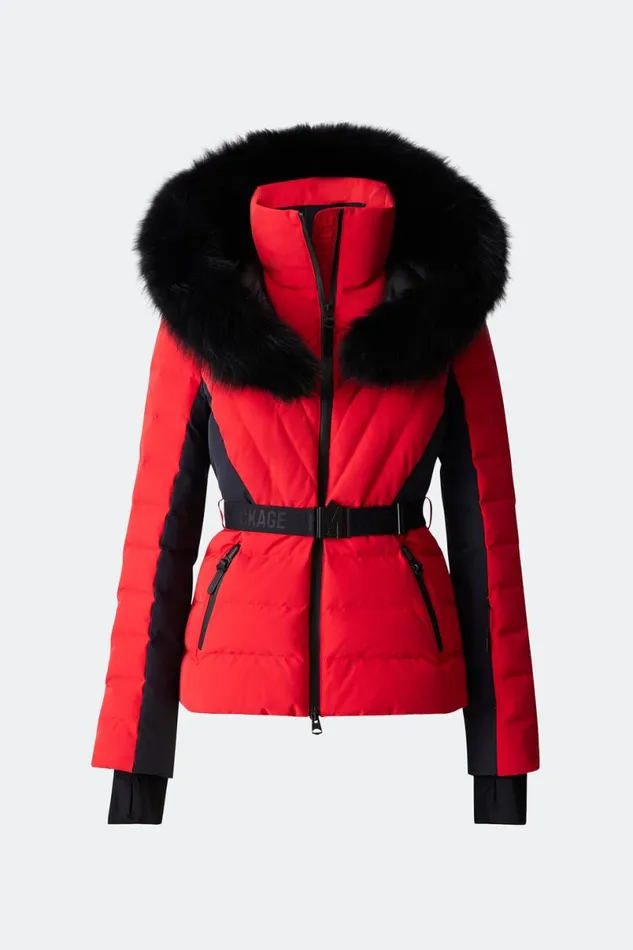 Downs and Jackets Women Mackage ELITA Down Ski Jacket With Removable Blue Fox Fur Trim Mint Downs and Jackets Women Mackage ELITA Down Ski Jacket With Removable Blue Fox Fur Trim Mint
