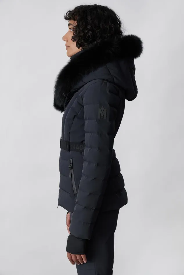 Downs and Jackets Women Mackage ELITA Down Ski Jacket With Removable Blue Fox Fur Trim Mint Downs and Jackets Women Mackage ELITA Down Ski Jacket With Removable Blue Fox Fur Trim Mint