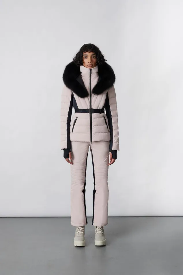 Downs and Jackets Women Mackage ELITA Down Ski Jacket With Removable Blue Fox Fur Trim Mint Downs and Jackets Women Mackage ELITA Down Ski Jacket With Removable Blue Fox Fur Trim Mint