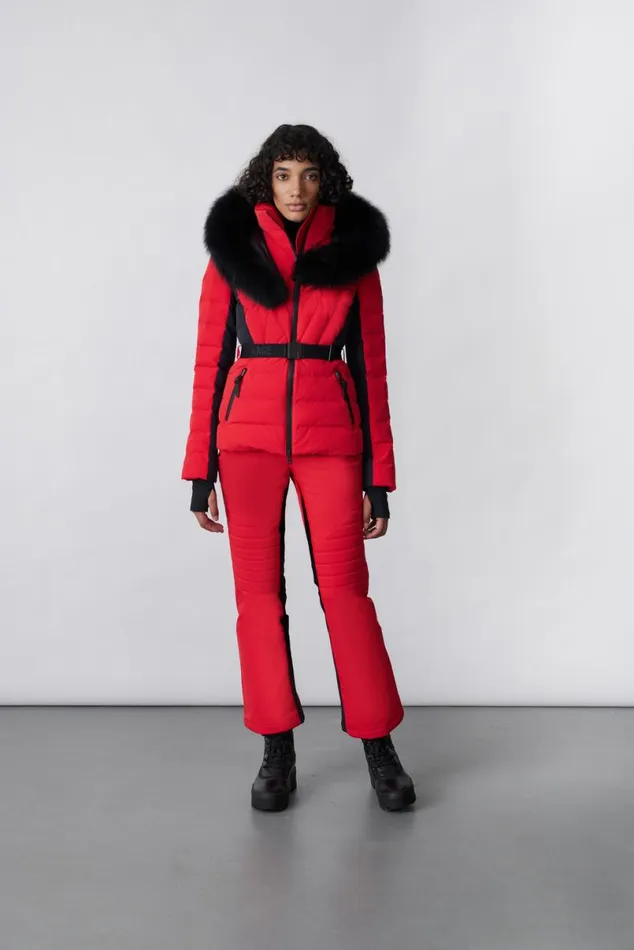 Downs and Jackets Women Mackage ELITA Down Ski Jacket With Removable Blue Fox Fur Trim Mint Downs and Jackets Women Mackage ELITA Down Ski Jacket With Removable Blue Fox Fur Trim Mint