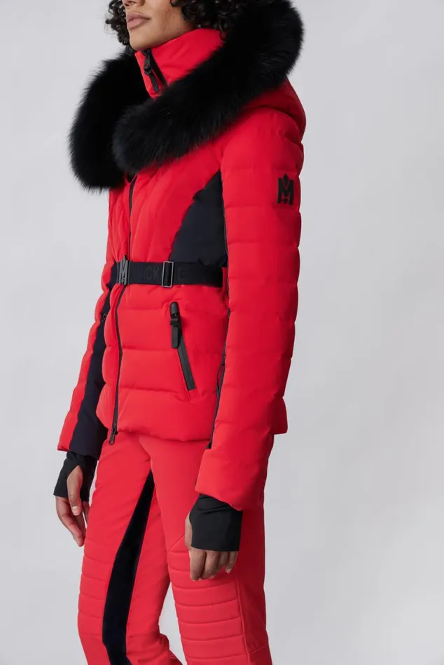 Downs and Jackets Women Mackage ELITA Down Ski Jacket With Removable Blue Fox Fur Trim Mint Downs and Jackets Women Mackage ELITA Down Ski Jacket With Removable Blue Fox Fur Trim Mint