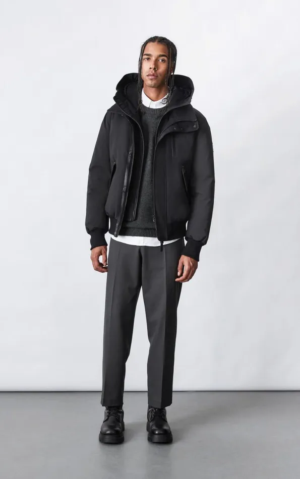 Downs and Parkas Men Mackage DIXON 2In1 Down Bomber Jacket With Hooded Bib For Men Navy