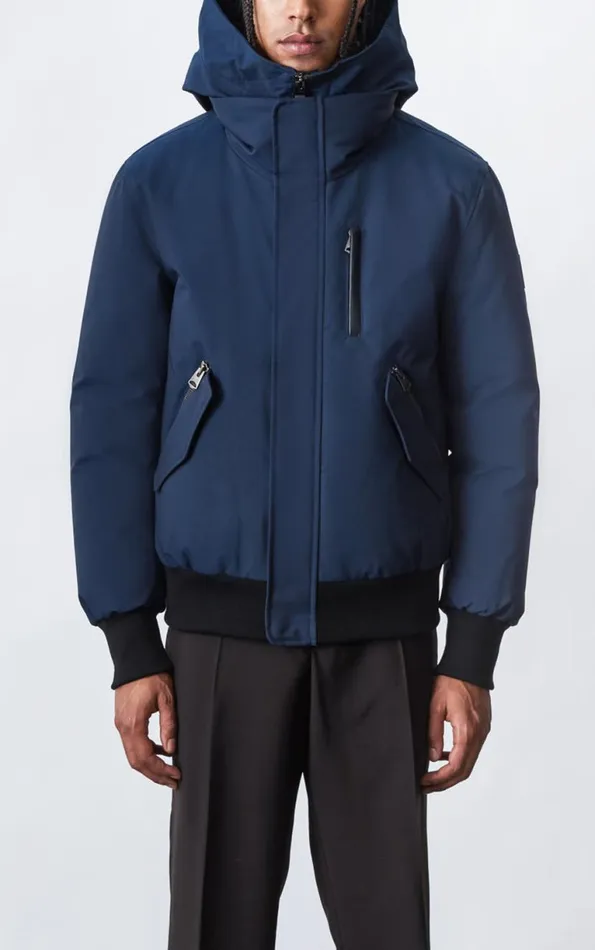 Downs and Parkas Men Mackage DIXON 2In1 Down Bomber Jacket With Hooded Bib For Men Navy