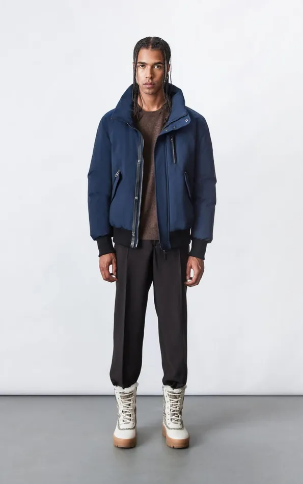 Downs and Parkas Men Mackage DIXON 2In1 Down Bomber Jacket With Hooded Bib For Men Navy