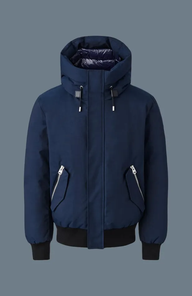 Downs and Parkas Men Mackage DIXON 2In1 Down Bomber Jacket With Hooded Bib For Men Navy