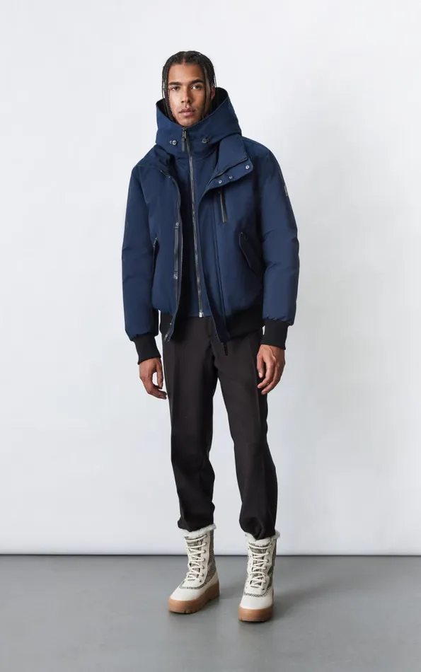 Downs and Parkas Men Mackage DIXON 2In1 Down Bomber Jacket With Hooded Bib For Men Navy