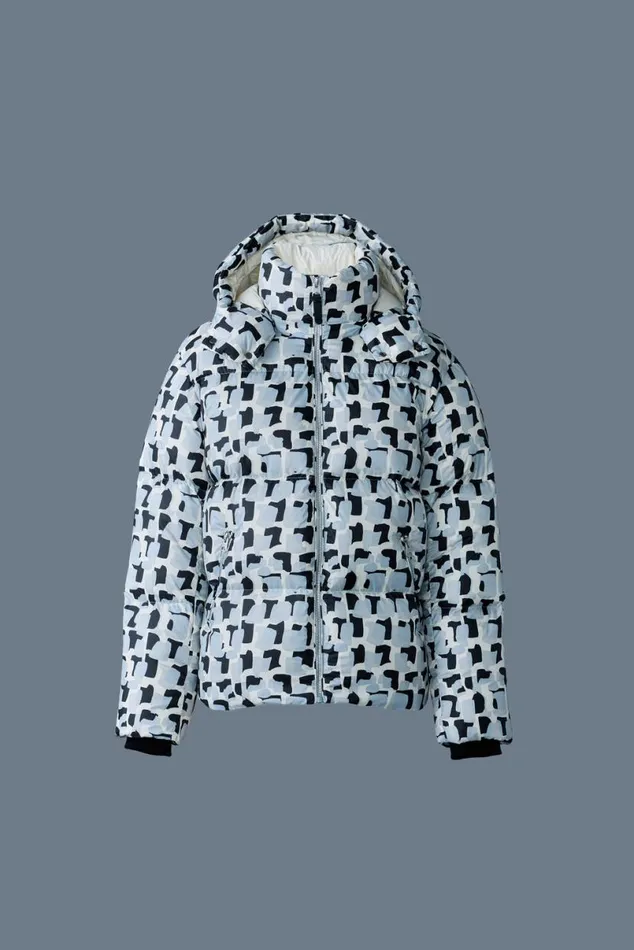 Downs and Parkas Men Mackage KENTNV Tile Graphic Pattern Down Jacket With Hood Cream Tile