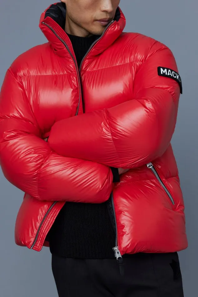Downs and Parkas Men Mackage KENTZ Lustrous Down Jacket With Hood Black