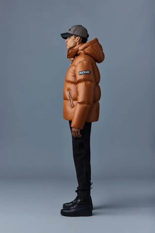 Downs and Parkas Men Mackage KENTZ Lustrous Down Jacket With Hood Black