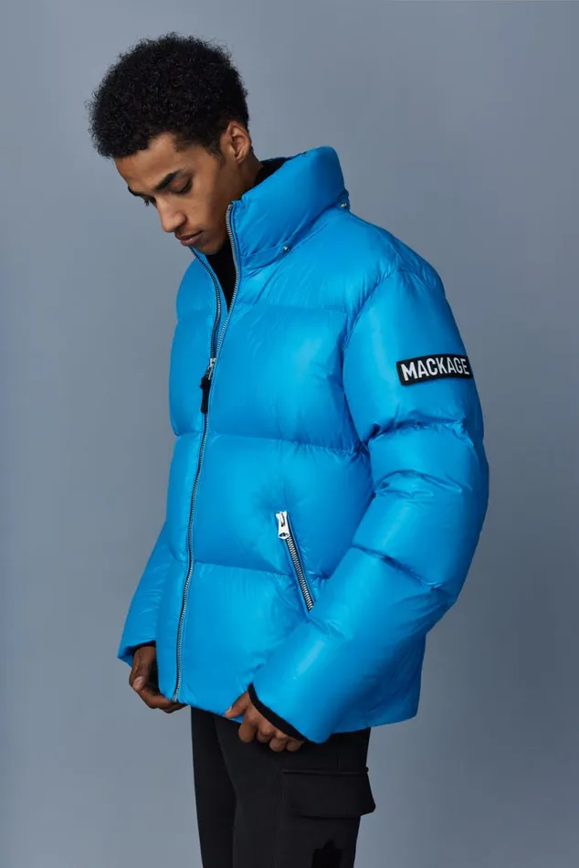 Downs and Parkas Men Mackage KENTZ Lustrous Down Jacket With Hood Black