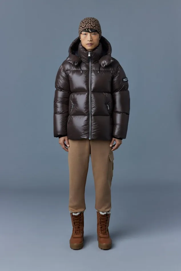 Downs and Parkas Men Mackage KENTZ Lustrous Down Jacket With Hood Black