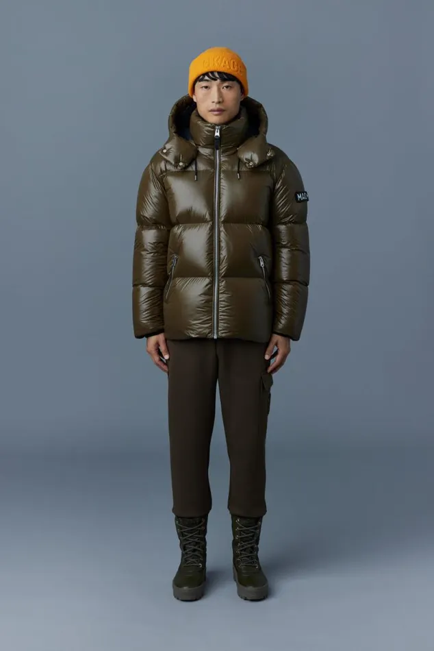 Downs and Parkas Men Mackage KENTZ Lustrous Down Jacket With Hood Black