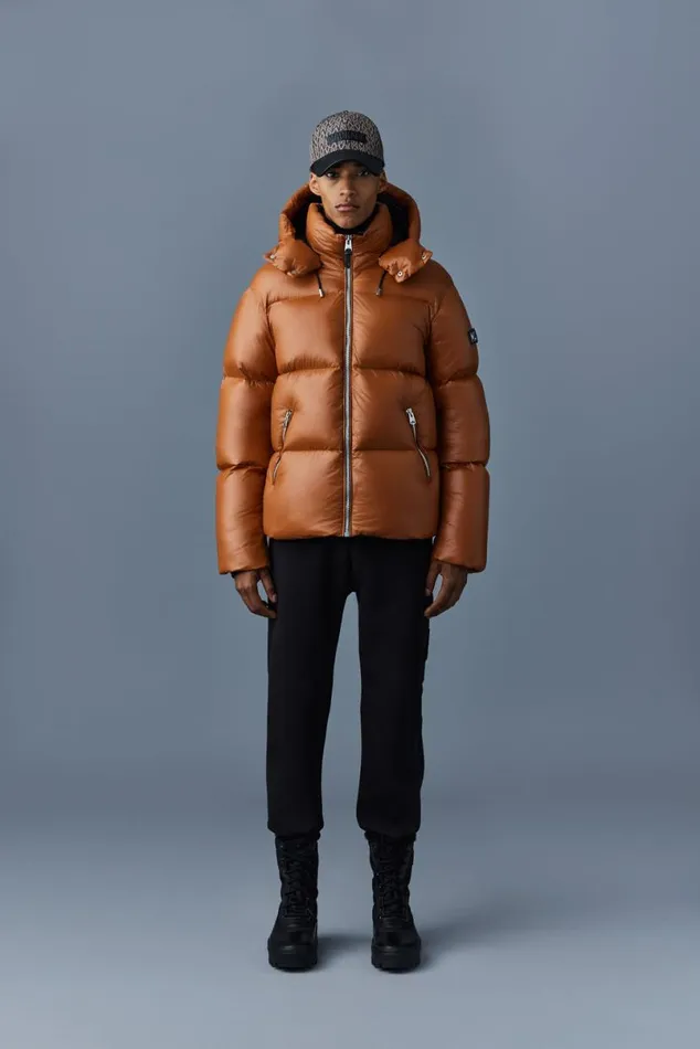 Downs and Parkas Men Mackage KENTZ Lustrous Down Jacket With Hood Black