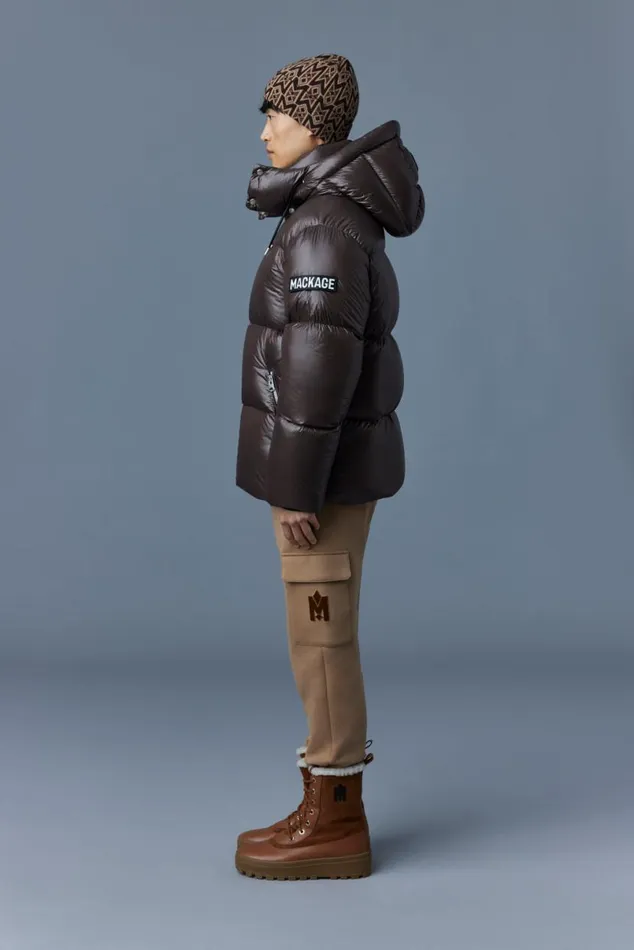 Downs and Parkas Men Mackage KENTZ Lustrous Down Jacket With Hood Black