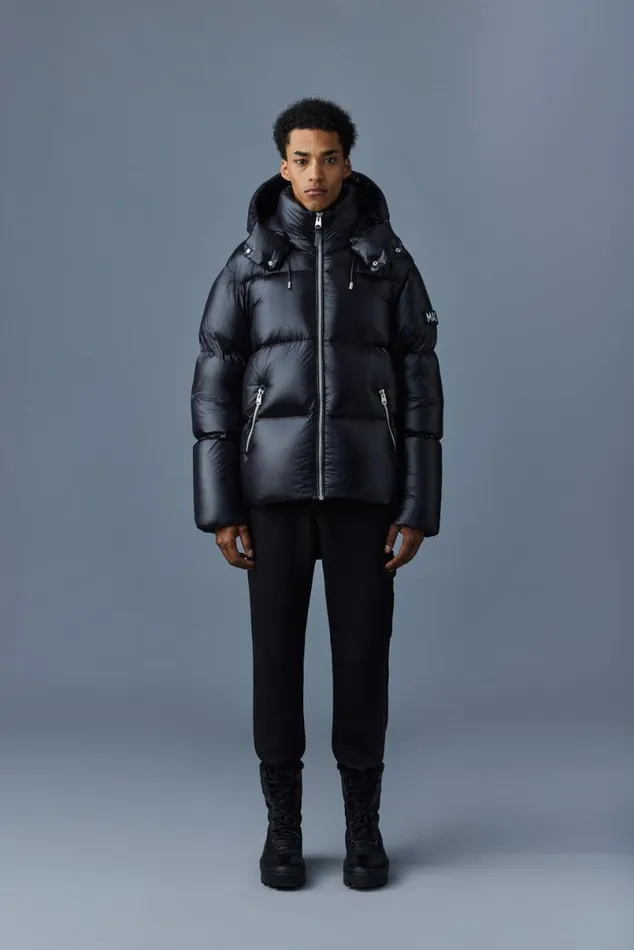 Downs and Parkas Men Mackage KENTZ Lustrous Down Jacket With Hood Black