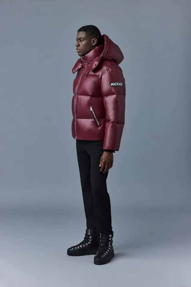 Downs and Parkas Men Mackage KENTZ Lustrous Down Jacket With Hood Black