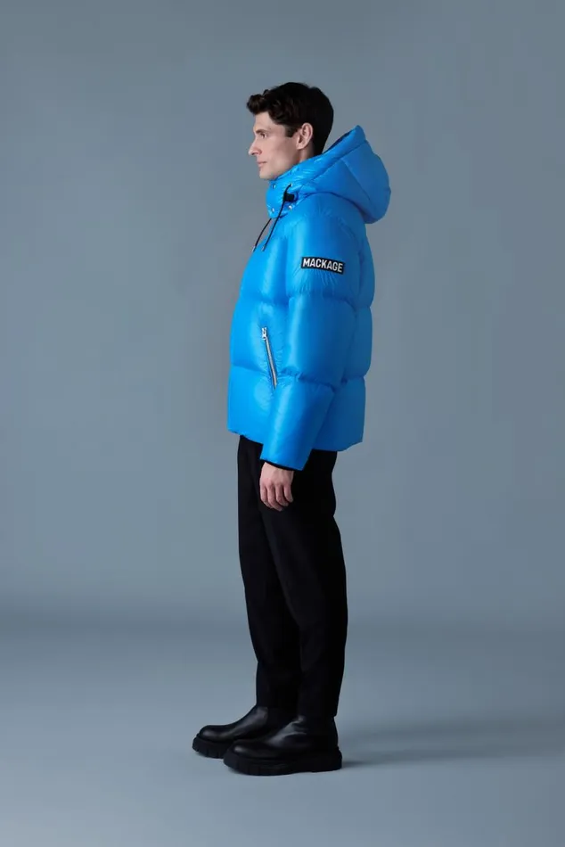 Downs and Parkas Men Mackage KENTZ Lustrous Down Jacket With Hood Black