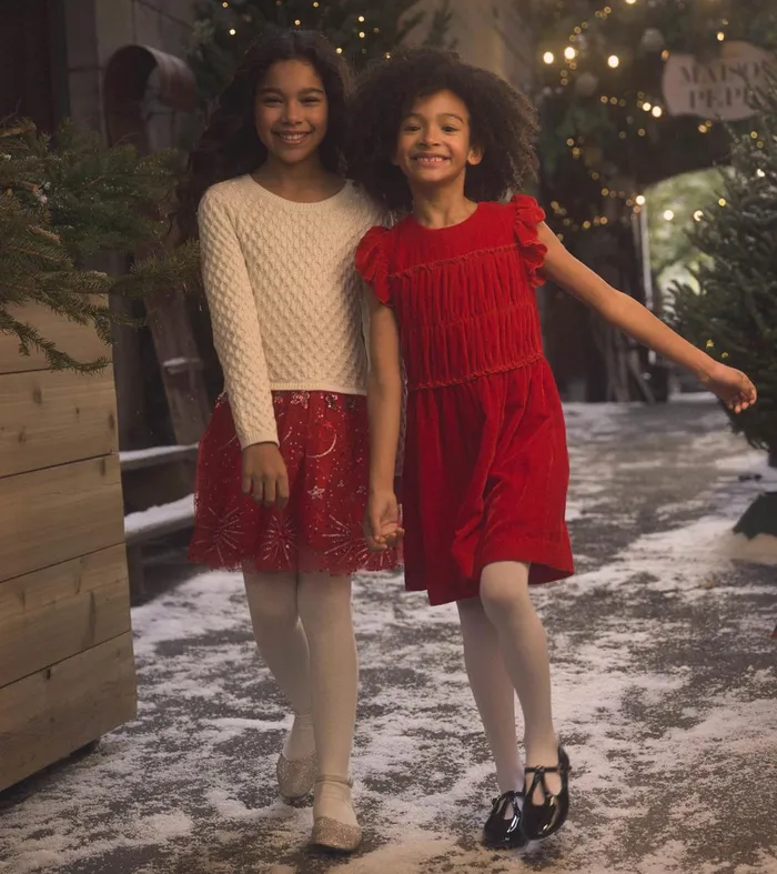 Dresses Girls Hatley Girls Red Velvet Smocked Panel Dress