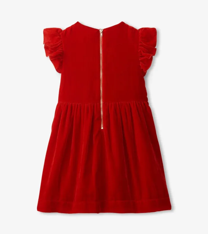 Dresses Girls Hatley Girls Red Velvet Smocked Panel Dress