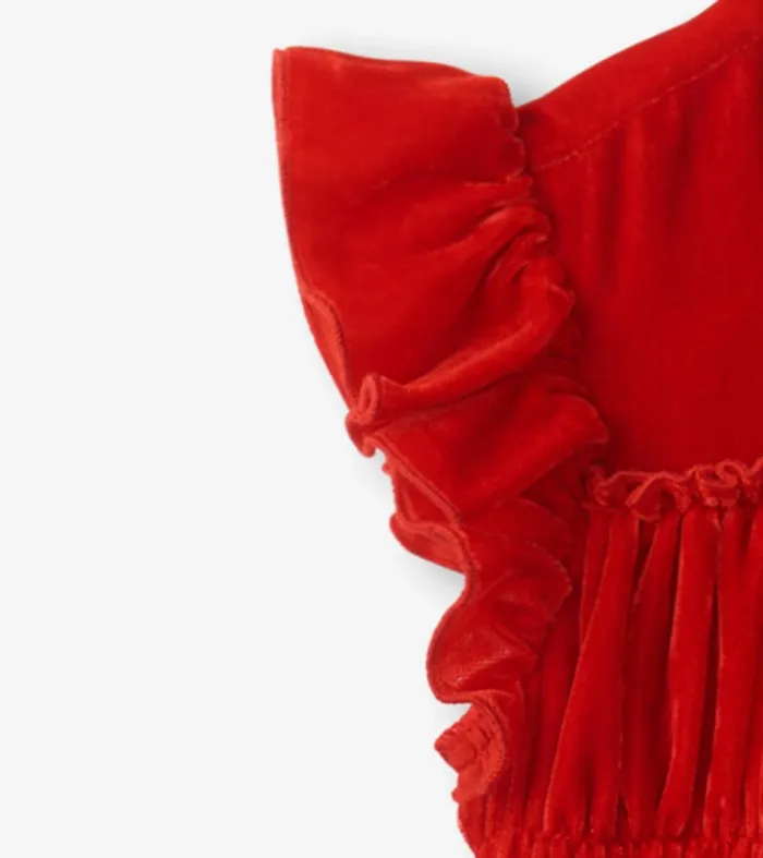 Dresses Girls Hatley Girls Red Velvet Smocked Panel Dress