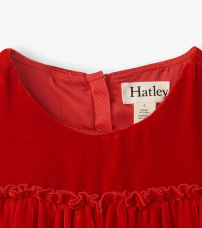 Dresses Girls Hatley Girls Red Velvet Smocked Panel Dress
