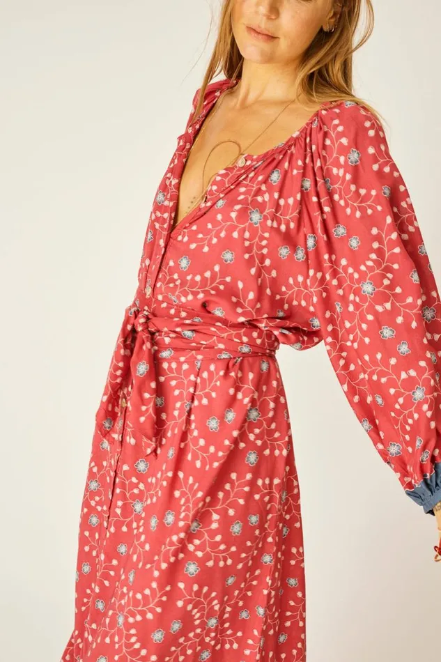 Dresses Shop Natalie Martin ALEX MIDI DRESS WITH SASH Pinwheel Barn Red