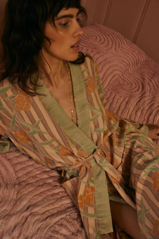 Dresses Shop Natalie Martin DIANE LONG ROBE Chamomile Apricot