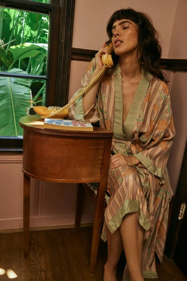 Dresses Shop Natalie Martin DIANE LONG ROBE Chamomile Apricot