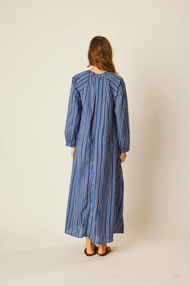 Dresses Shop Natalie Martin FIORE MAXI Batik Stripe Navy