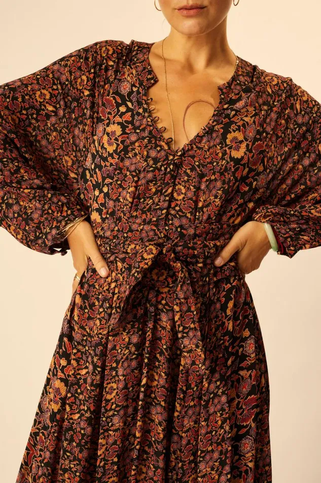 Dresses Shop Natalie Martin FIORE MAXI Petite Fleur Noire