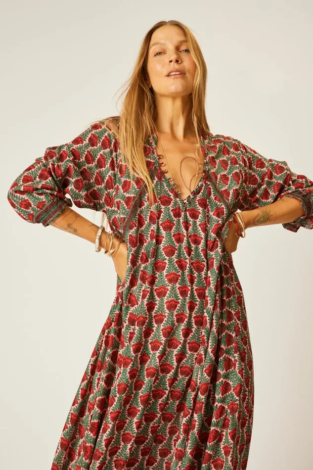 Dresses Shop Natalie Martin FIORE SHORT DRESS Tulip Print Venetian Red
