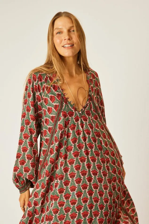 Dresses Shop Natalie Martin FIORE SHORT DRESS Tulip Print Venetian Red